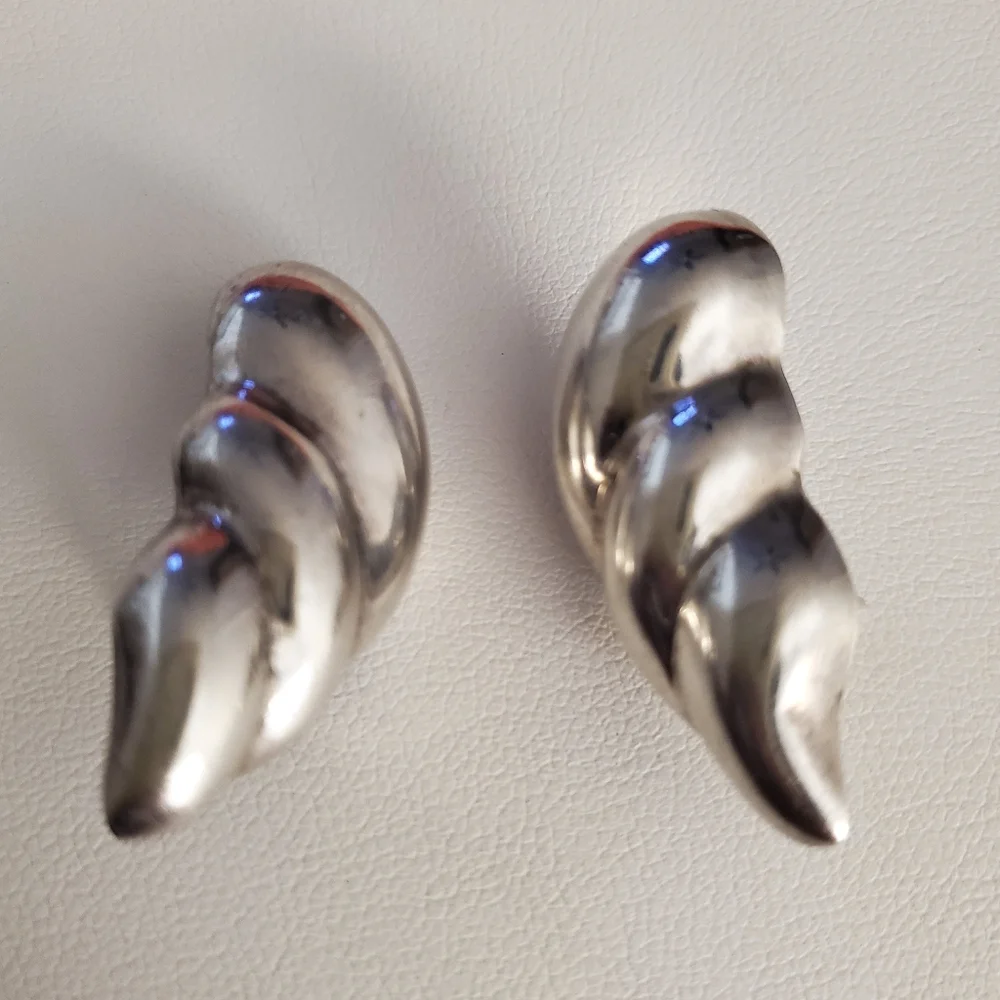 Sterling silver heavy abstract earrings